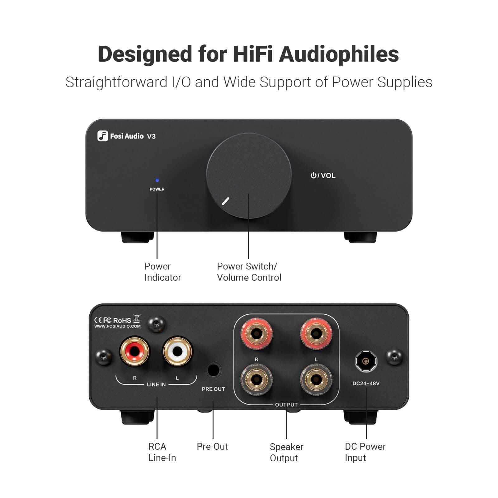 Fosi Audio V3 Stereo Power Amplifier, 48V gallery 2