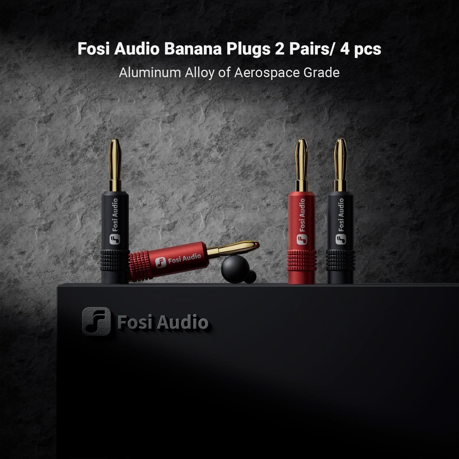 Fosi Audio Gold-Plated Banana Plugs, 4-Pack gallery 1