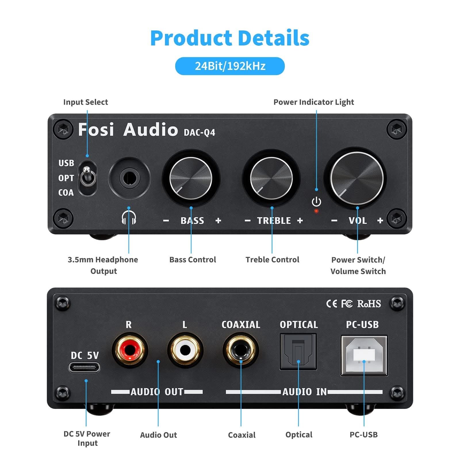 Fosi Audio Q4 Mini DAC/Headphone Amp gallery 4