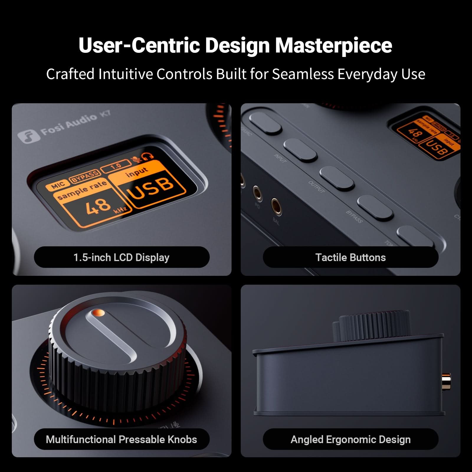 Fosi Audio K7 Gaming DAC/Headphone Amp, Black gallery 3