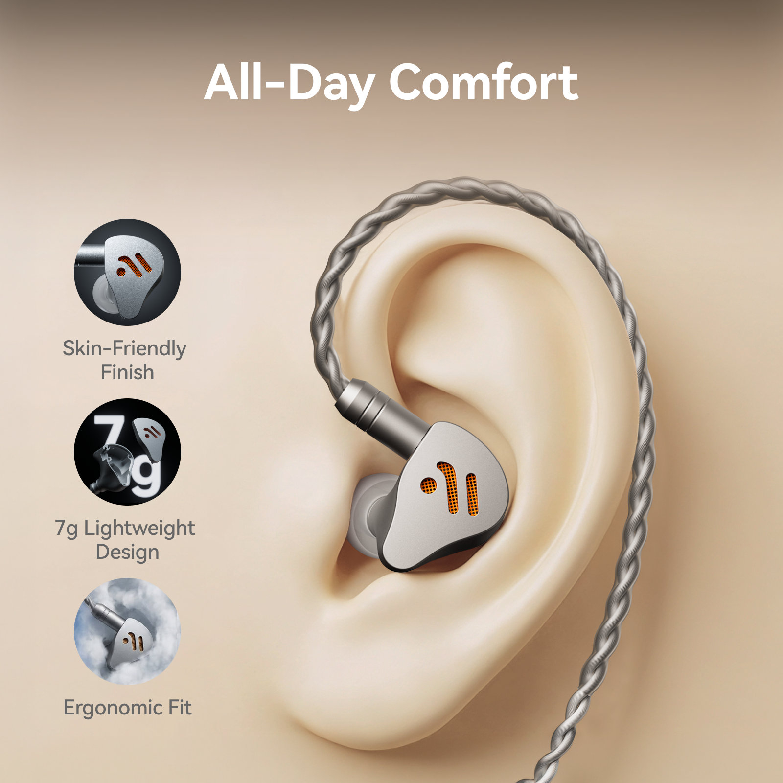 Fosi Audio IM4 In-Ear Monitors, Silver gallery 6