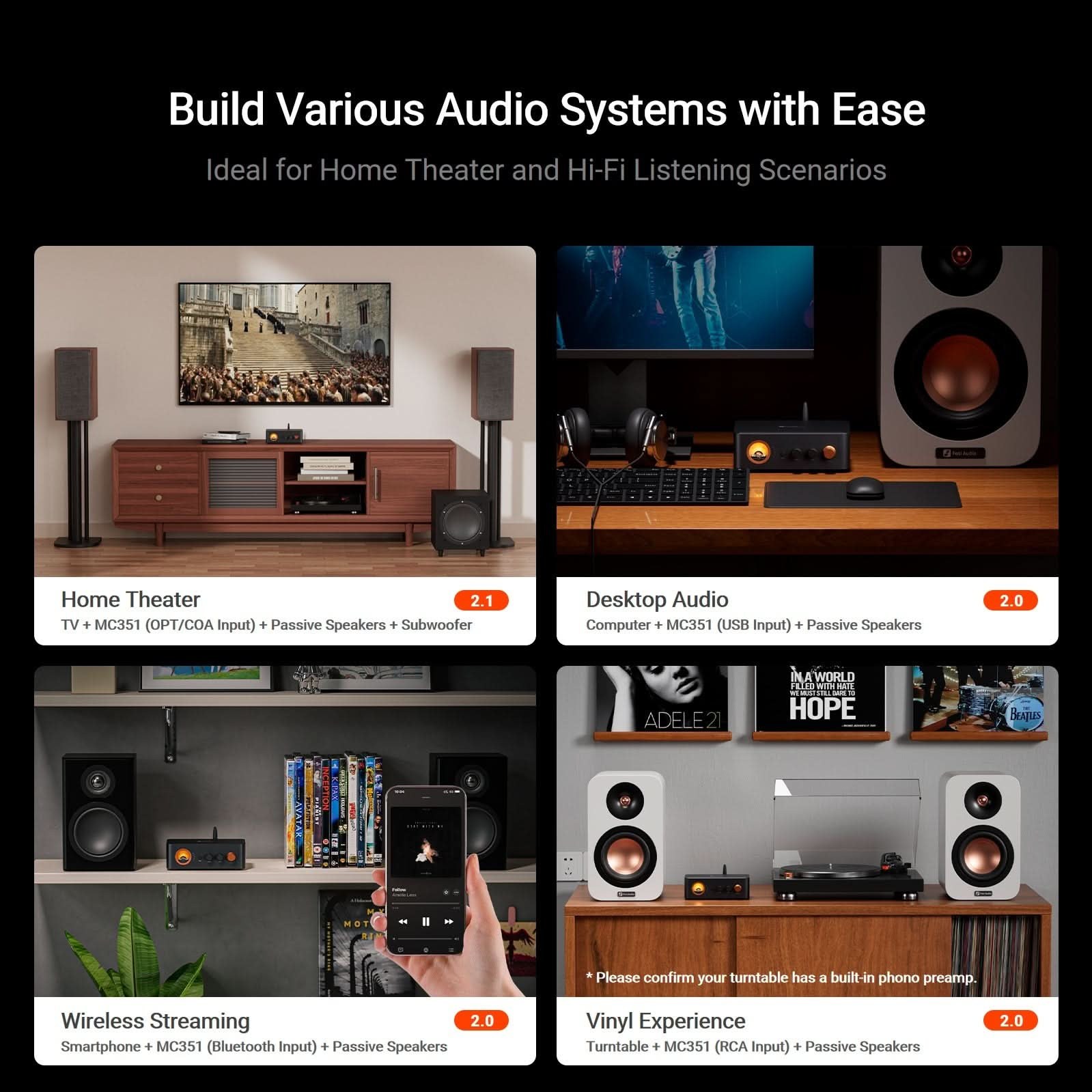 Fosi Audio MC351 Integrated Amplifier, 48V/5A gallery 3
