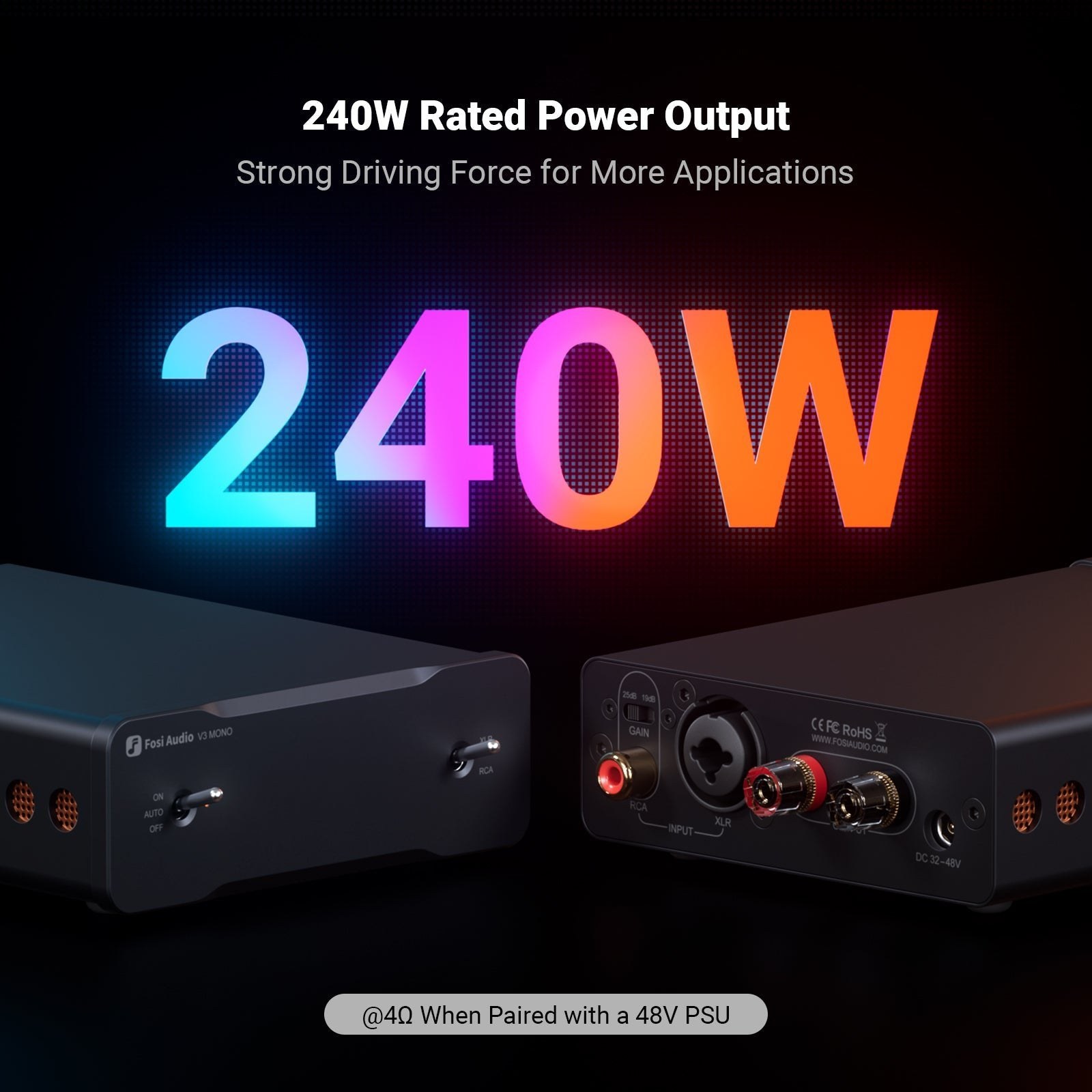 Fosi Audio V3 Mono Power Amplifier, 48V/5A gallery 3