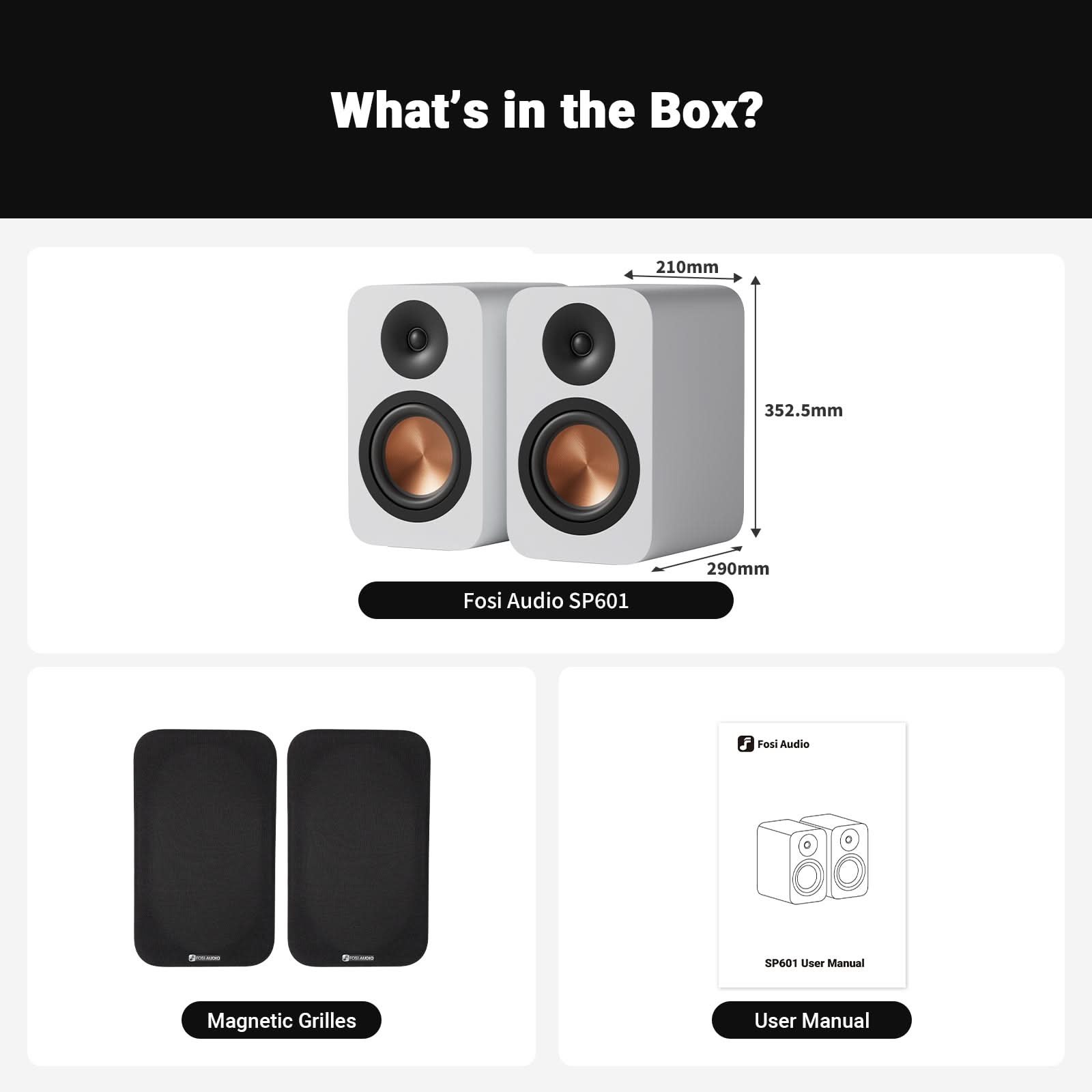 Fosi Audio SP601 Passive Bookshelf Speakers, Black gallery 8