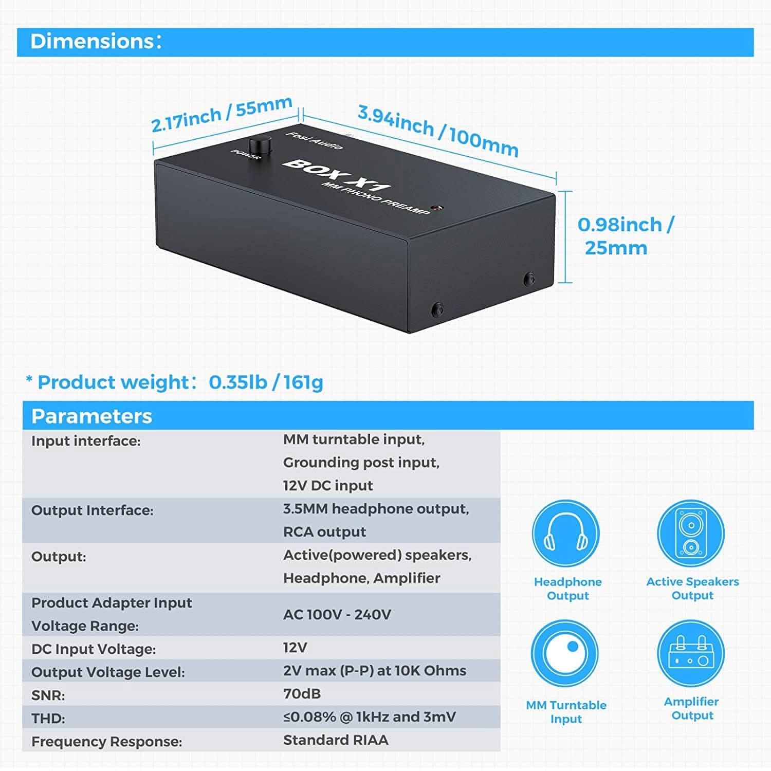 Fosi Audio Box X1 MM Phono Preamplifier gallery 4