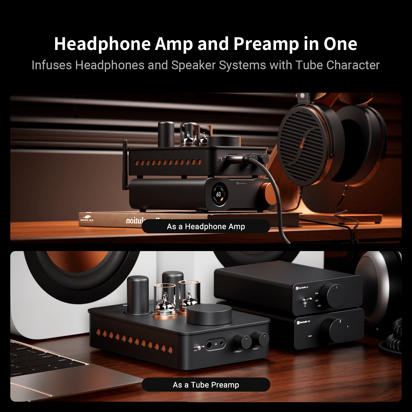 Fosi Audio GR70 Tube Headphone Amp/Preamp, Orange gallery 4