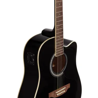 Eko Ranger CW EQ VAN3L Dreadnought Cutaway Acoustic-Electric Guitar – Black gallery 2