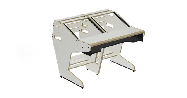 Sessiondesk QUINTAV 2.0 Studio Desk with KEY small Keyboard Drawer - 70s White